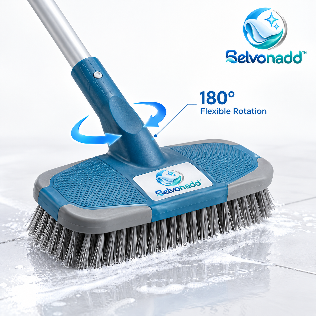 Belvonadd™ Long-Handle Tile Scrub Brush – Heavy-Duty Bathroom Floor & Wall Scrubber with Extendable Handle & Wide Bristle Head