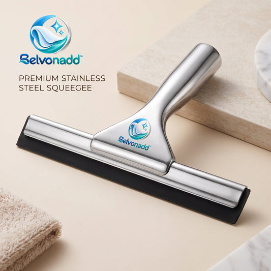 Belvonadd™ Shower Glass Squeegee – Stainless Steel Bathroom Wiper for Shower Doors, Mirrors & Tile Surfaces
