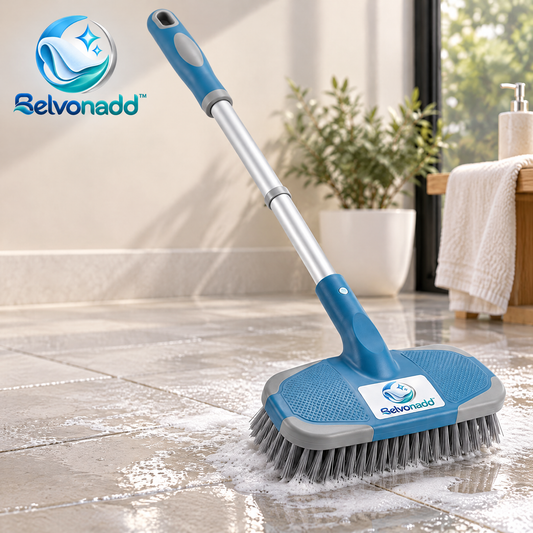 Belvonadd™ Long-Handle Tile Scrub Brush – Heavy-Duty Bathroom Floor & Wall Scrubber with Extendable Handle & Wide Bristle Head