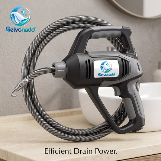 Belvonadd™ Drain Snake Cleaning Tool – Powered Flexible Drain Auger for Bathroom Sinks, Shower Drains & Bathtub Pipes