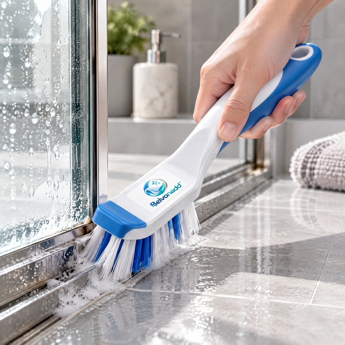 Belvonadd™ Shower Track Cleaning Brush – Narrow Stiff-Bristle Detail Scrubber for Sliding Door Rails, Grooves & Bathroom Crevices