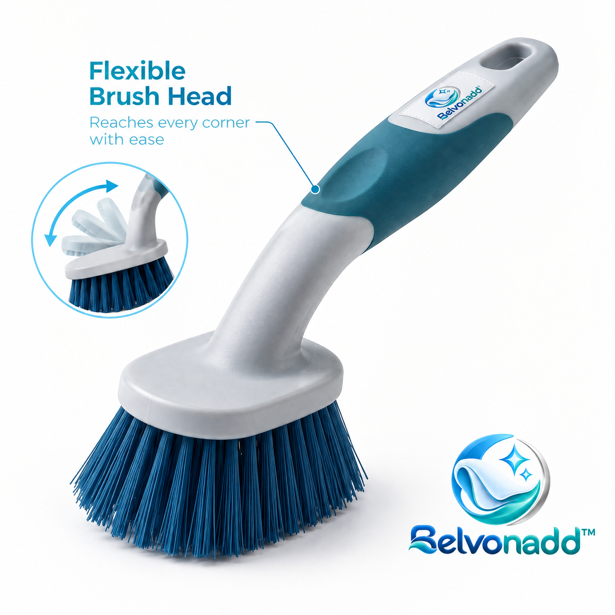 Belvonadd™ Bathtub Cleaning Brush – Heavy-Duty Bathroom Scrubber with Dense Bristles & Ergonomic Non-Slip Handle