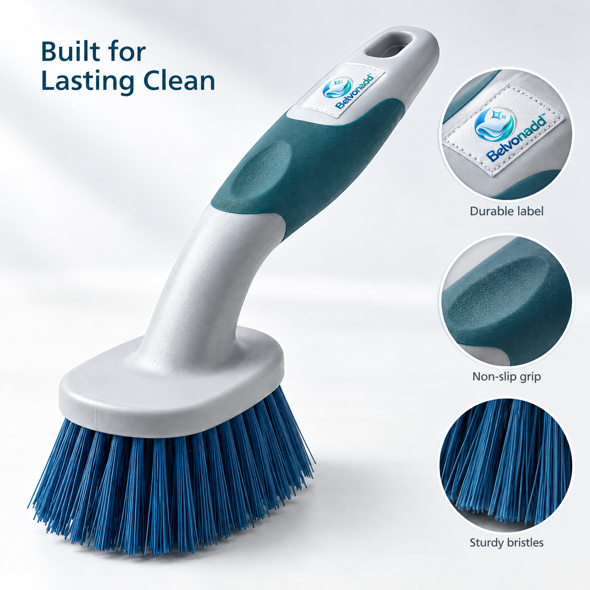 Belvonadd™ Bathtub Cleaning Brush – Heavy-Duty Bathroom Scrubber with Dense Bristles & Ergonomic Non-Slip Handle