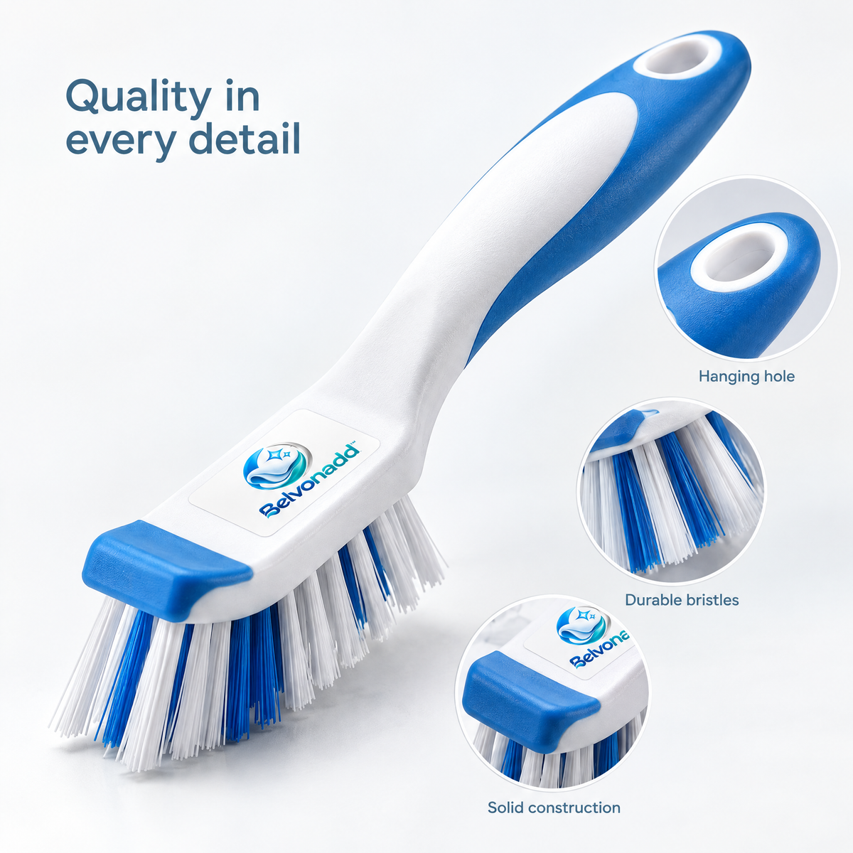 Belvonadd™ Shower Track Cleaning Brush – Narrow Stiff-Bristle Detail Scrubber for Sliding Door Rails, Grooves & Bathroom Crevices