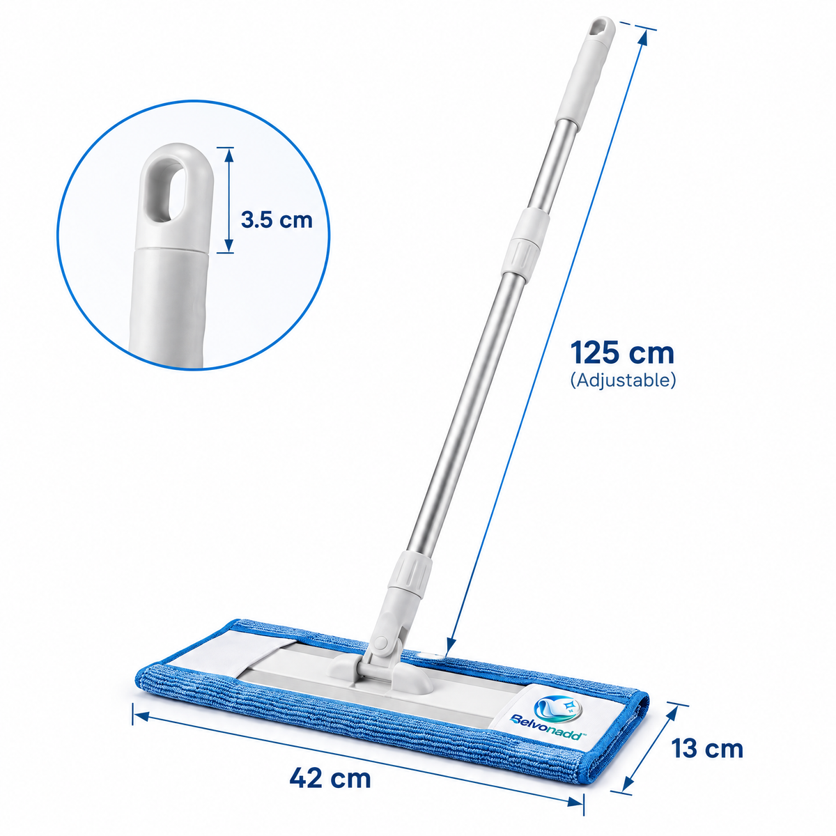 Belvonadd™ Microfiber Bathroom Cleaning Mop – Extendable Flat Mop for Bathroom Floors, Tile Walls & Quick-Dry Surface Cleaning