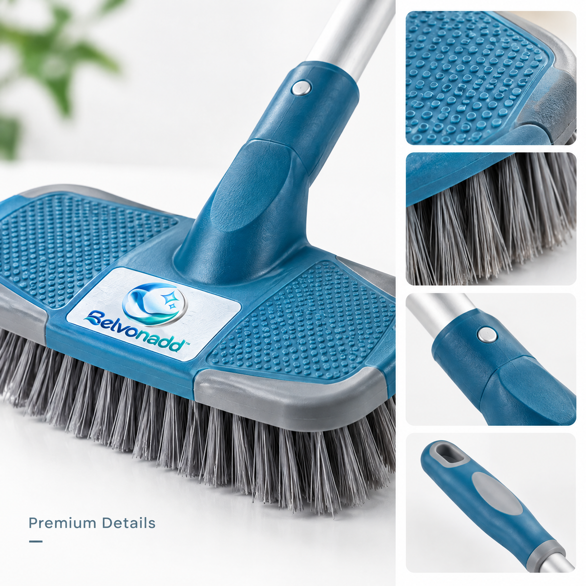 Belvonadd™ Long-Handle Tile Scrub Brush – Heavy-Duty Bathroom Floor & Wall Scrubber with Extendable Handle & Wide Bristle Head