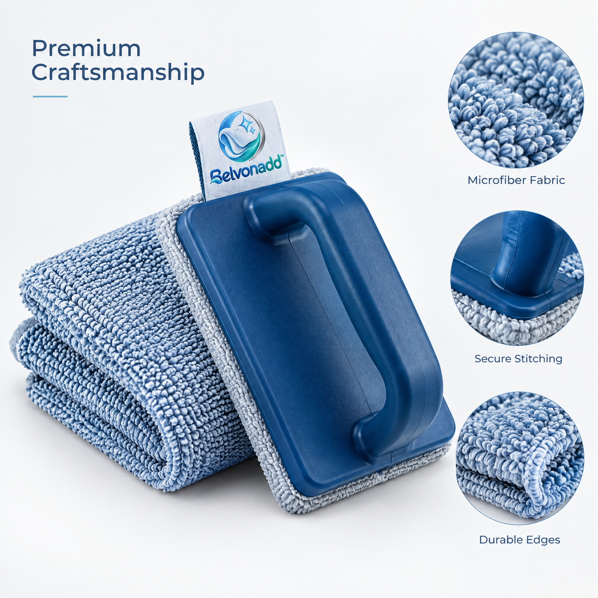 Belvonadd™ Limescale Cleaning Pad Set – Reusable Microfiber Scrubbing Pads with Handheld Grip for Shower Glass, Faucets & Bathroom Surfaces