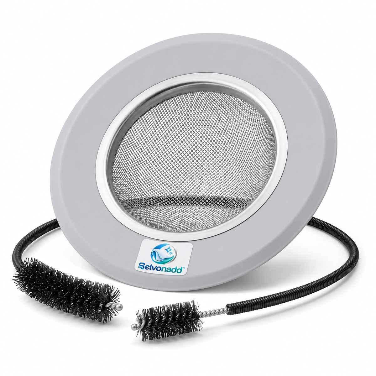 Belvonadd™ Drain Hair Catcher & Cleaning Tool – Stainless Steel Mesh Drain Strainer with Flexible Pipe Brush for Bathroom Sinks, Showers & Tubs